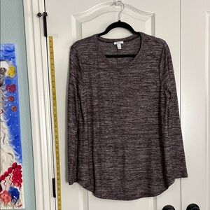 Daily Ritual Marled Dark Brown Long-Sleeve Crewneck Top